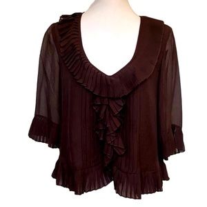 Robert Rodriguez Silk Crop Burgundy Blouse Size 4